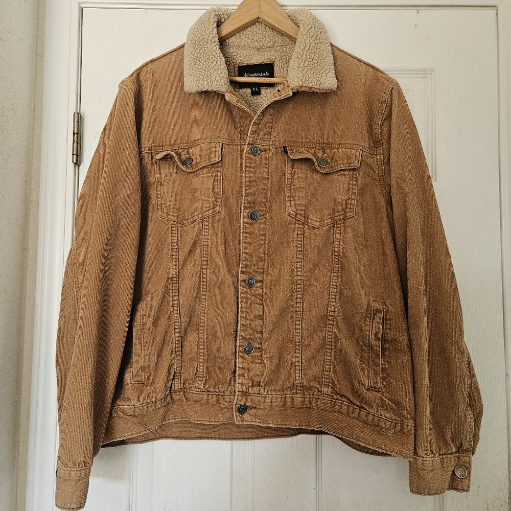 Aeropostale Women's Tan Brown Lined Corduroy Jacket Size XL